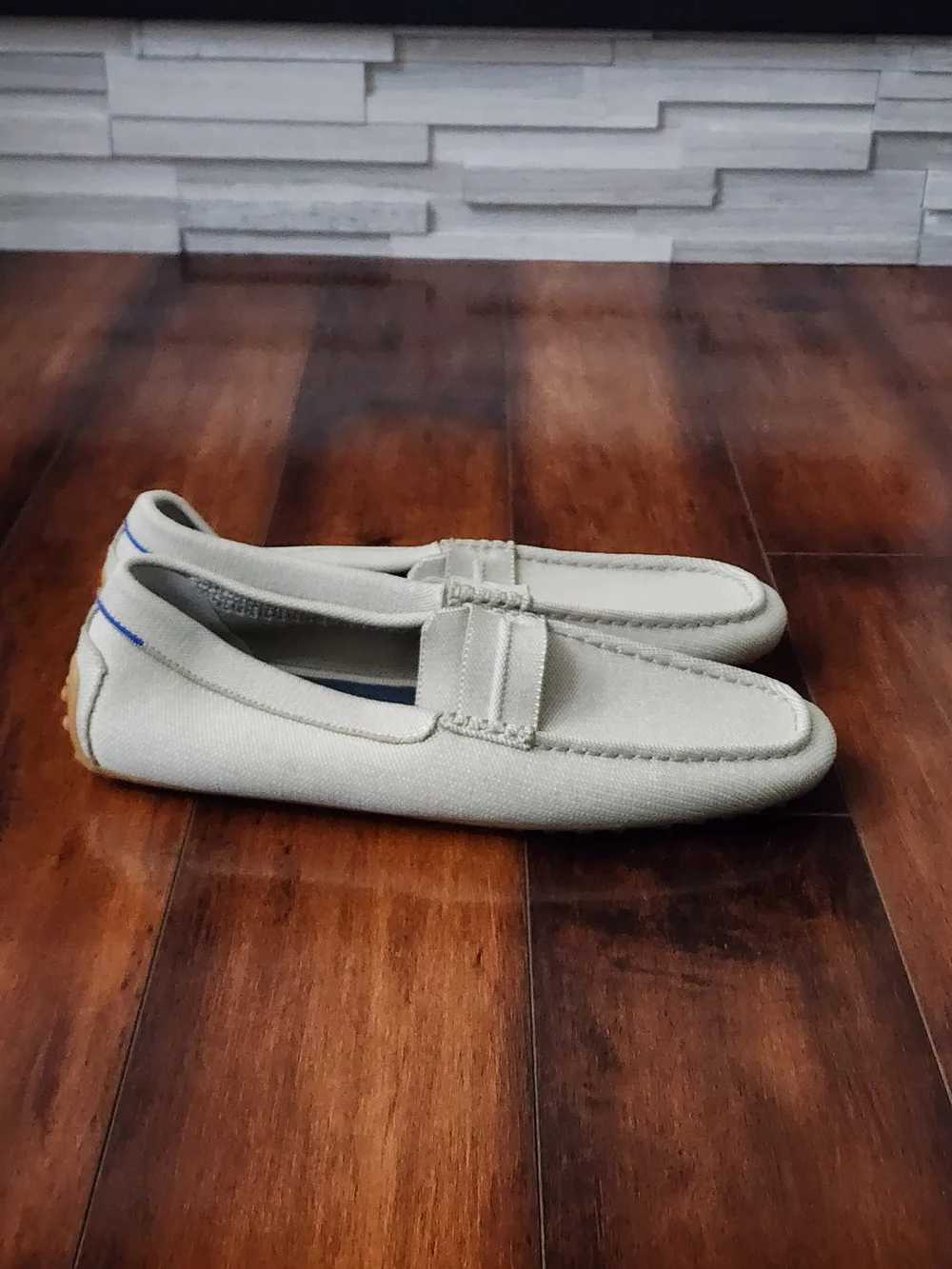 Rothy’s Men’s Driving Loafers White Knit Slip-On Moccasins Size 14